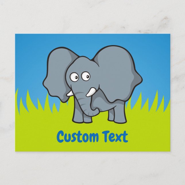 Gray elephant cartoon postcard (Front)