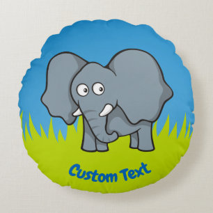 Gray elephant cartoon round pillow