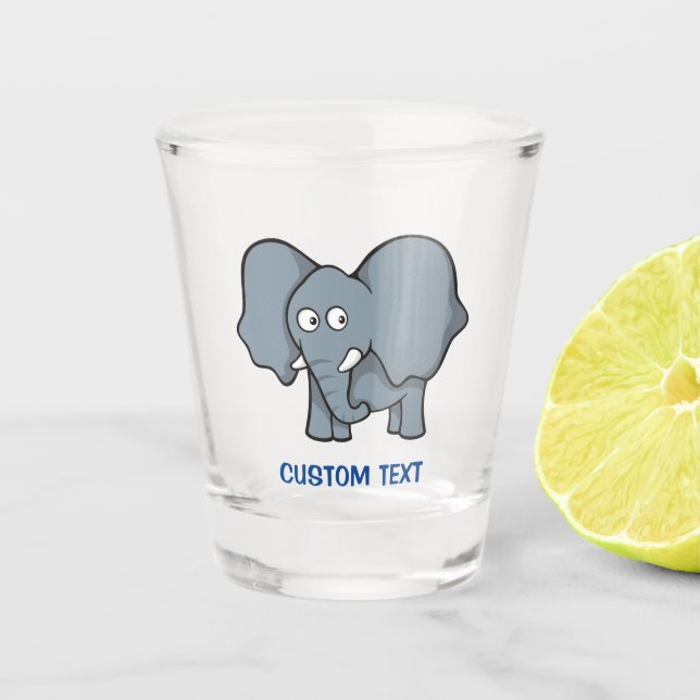 Gray Elephant Cartoon Shot Glass (Front)