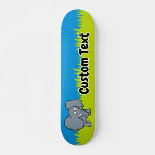 Gray elephant cartoon skateboard deck