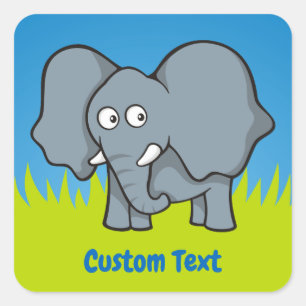 Gray elephant cartoon square sticker
