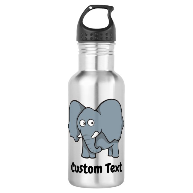 Gray elephant cartoon stainless steel water bottle (Front)