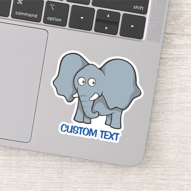 Gray Elephant Cartoon Sticker (Detail)
