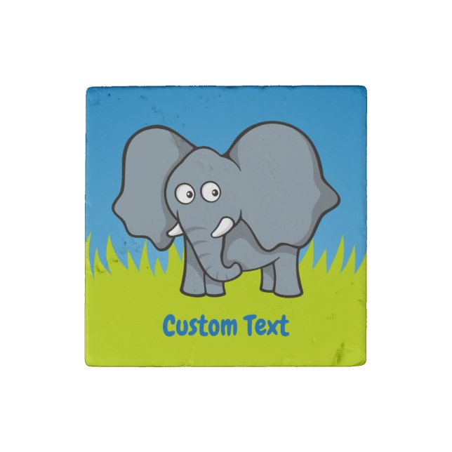 Gray elephant cartoon stone magnet (Front)
