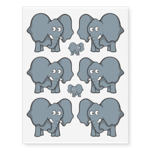 Gray elephant cartoon temporary tattoos