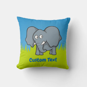 Gray elephant cartoon throw pillow