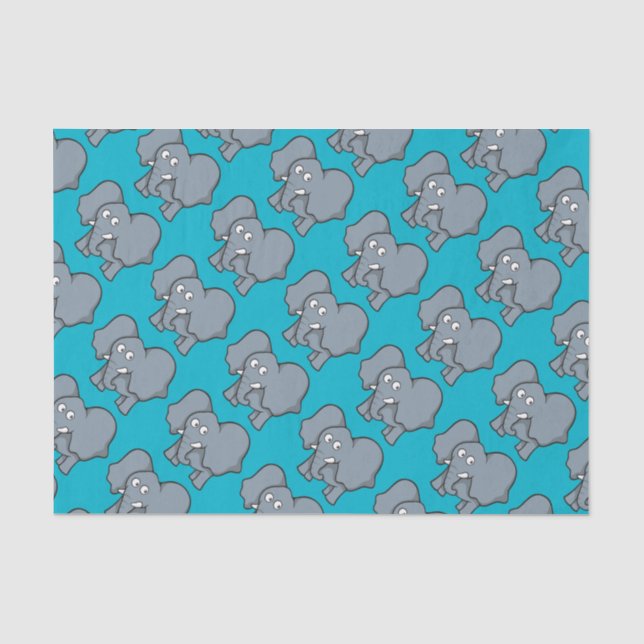 Gray elephant cartoon tissue paper (Front)