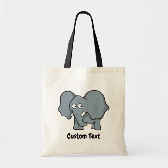 Gray elephant cartoon tote bag (Front)
