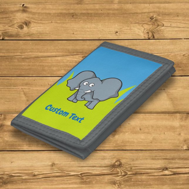 Gray elephant cartoon trifold wallet (Creator Uploaded)