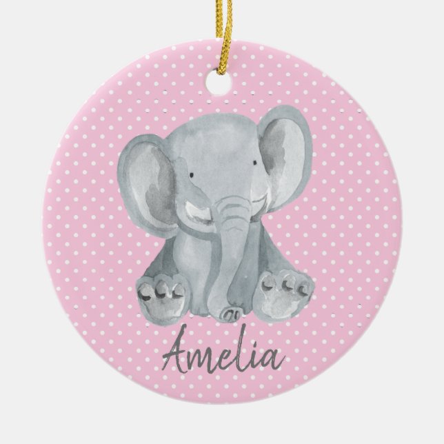 Gray Elephant Ceramic Ornament (Front)