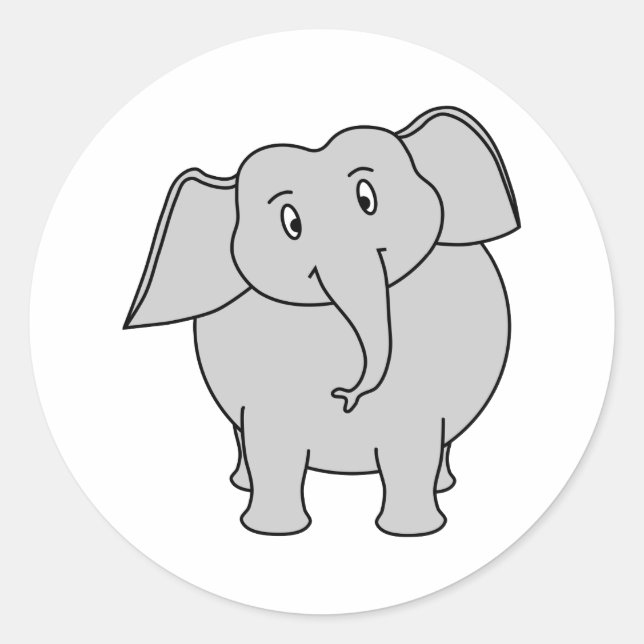 Gray Elephant. Classic Round Sticker (Front)