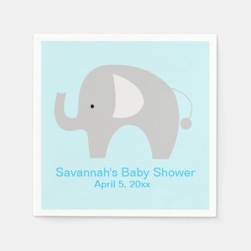 Gray Elephant Custom Party Napkin Blue