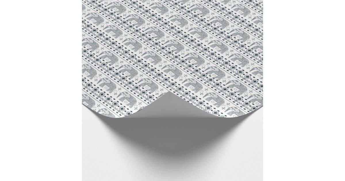 Gray Elephant Design Wrapping Paper | Zazzle
