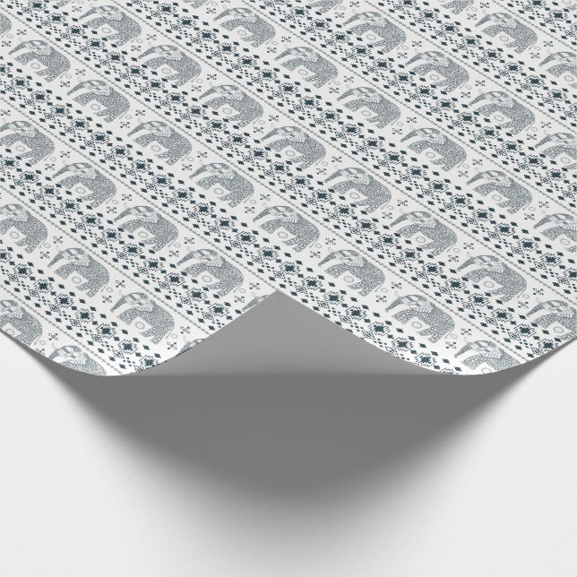 Gray Elephant Design Wrapping Paper (Corner)