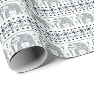 Gray Elephant Design Wrapping Paper