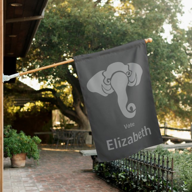 Gray Elephant  Family Home GOP Republican  House Flag (In SItu)