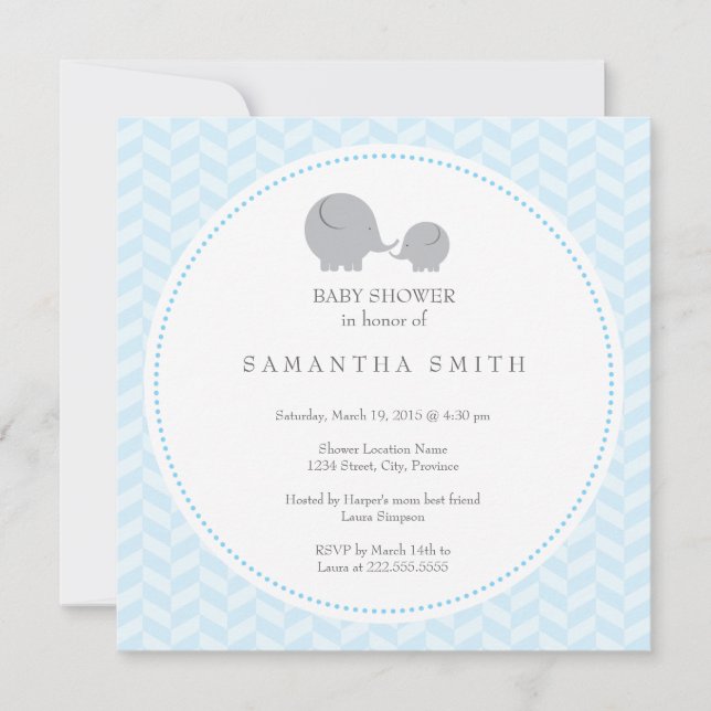 Gray Elephant ı Baby Shower Invitation (Front)