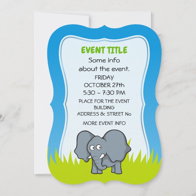 Gray Elephant Invitation (Back)