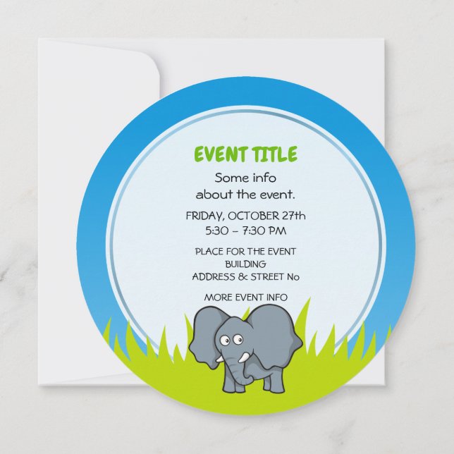Gray Elephant Invitation (Back)