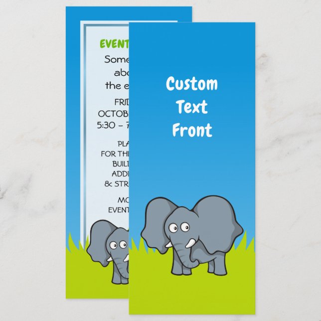 Gray Elephant Invitation (Front/Back)