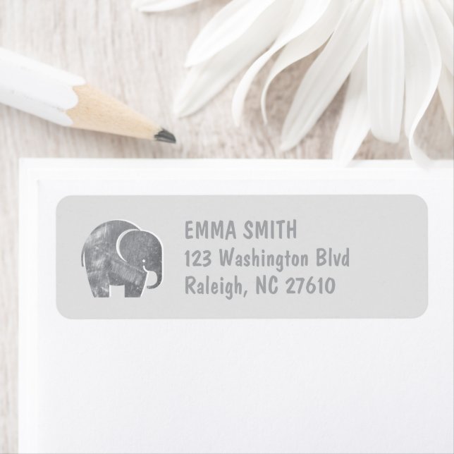 Gray Elephant Kids Mail Return Address Label (Insitu)