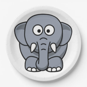 GRAY ELEPHANT PAPER PLATES