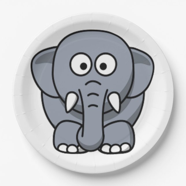 GRAY ELEPHANT PAPER PLATES (Front)