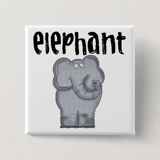 Gray Elephant Pinback Button (Front)