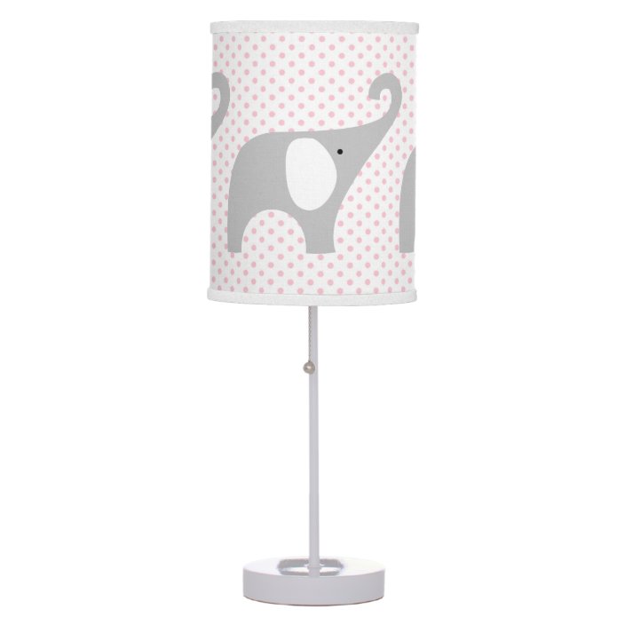 Gray Elephant Pink Stripe Baby Nursery Decor Table Lamp Pink Stripe Baby Nursery Decor