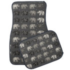 Gray Elephant Print Car Mats