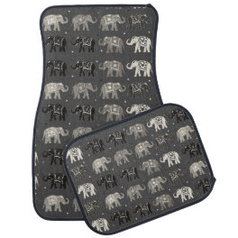 Gray Elephant Print Car Mats