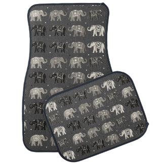 Gray Elephant Print Car Mats