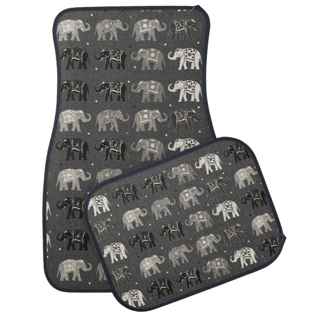 Gray Elephant Print Car Mats (Set)