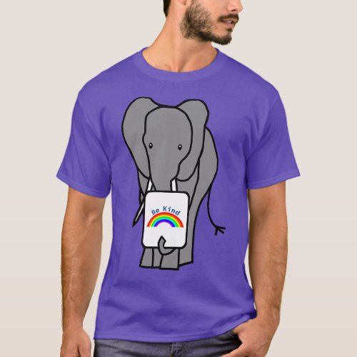 Gray Elephant says Be Kind with Rainbow T_Shirt