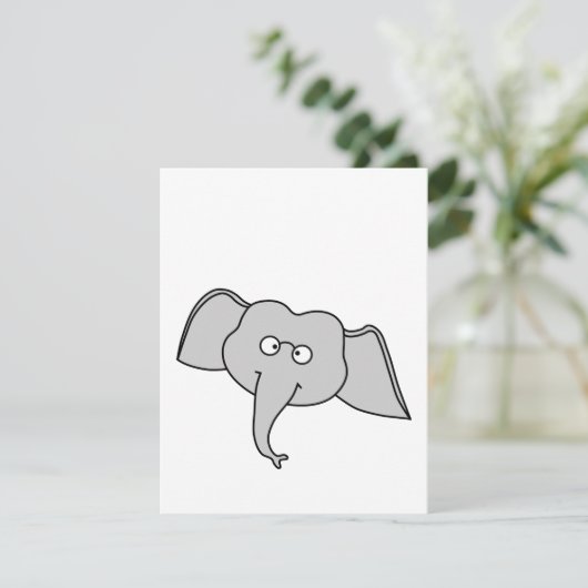 Gray Elephant with Glasses. Cartoon. (Standing Front)