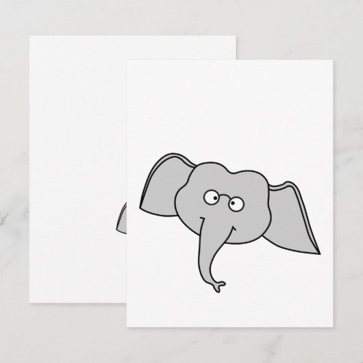 Gray Elephant with Glasses. Cartoon. (Front/Back)