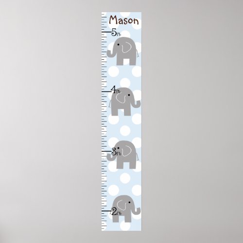 Gray Elephants Growth Chart Any Color Background