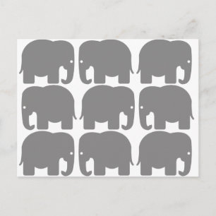 Gray Elephants Silhouette Postcard