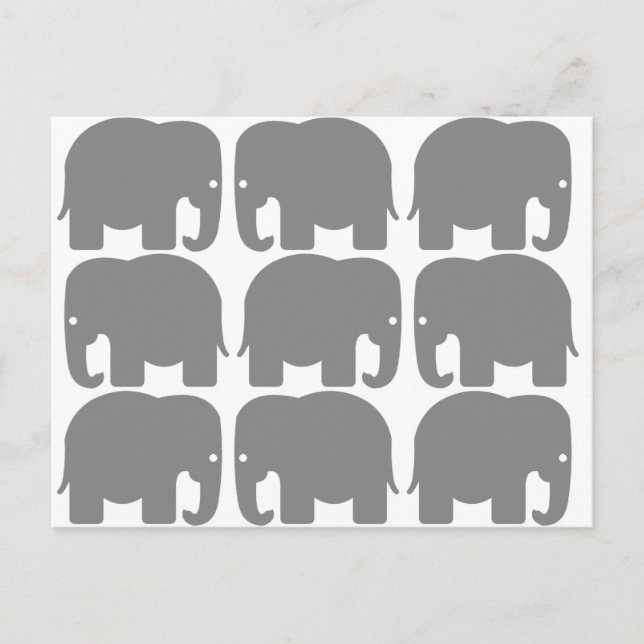 Gray Elephants Silhouette Postcard (Front)