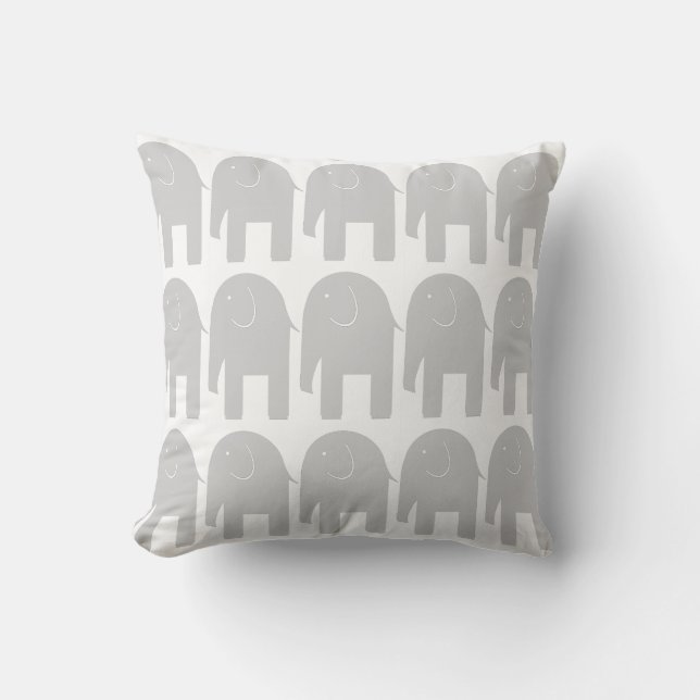 Gray Elephants Throw Pillow (Front)