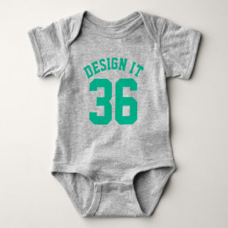Gray & Emerald Green Baby | Sports Jersey Design Baby Bodysuit