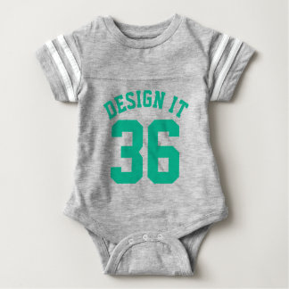 Gray & Emerald Green Baby | Sports Jersey Design Baby Bodysuit