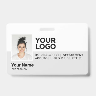 Gray Employee Modern Photo ID Security Badge