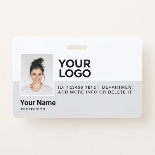 Gray Employee Modern Photo ID Security Badge