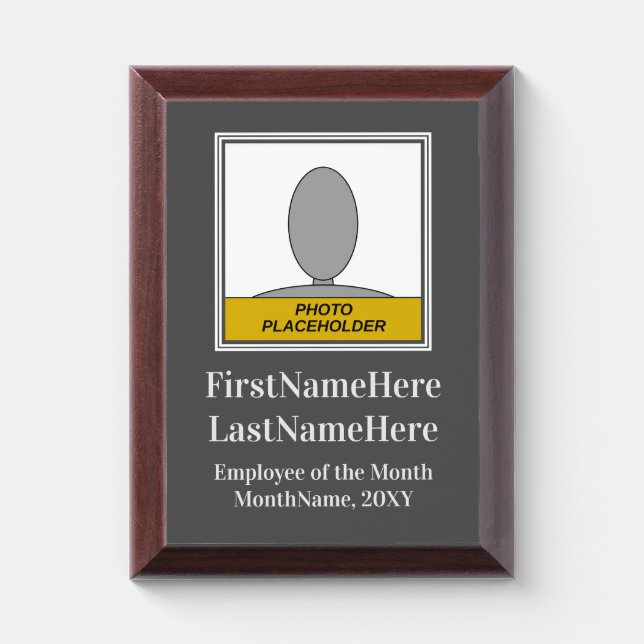 Gray Employee of the Month + Portrait Award Plaque (Vertical)