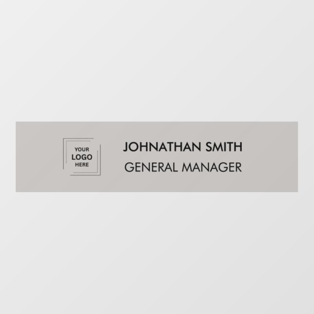 Gray Employee Staff Nameplate Wall Decal (Front)