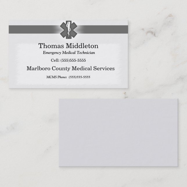 Gray EMS / EMT Contact Card (Front/Back)