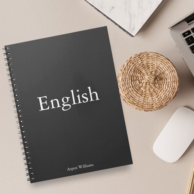 Gray English Personalized Educational  Notebook (Take you notes with this elegant notebook that is minimalist in style. )