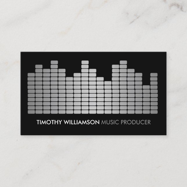 Gray Equalizer Musician, DJ, Band Business Card (Front)