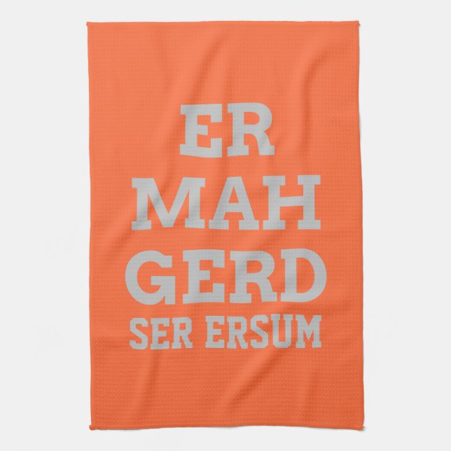 Gray Ermahgerd Kitchen Towel (Vertical)